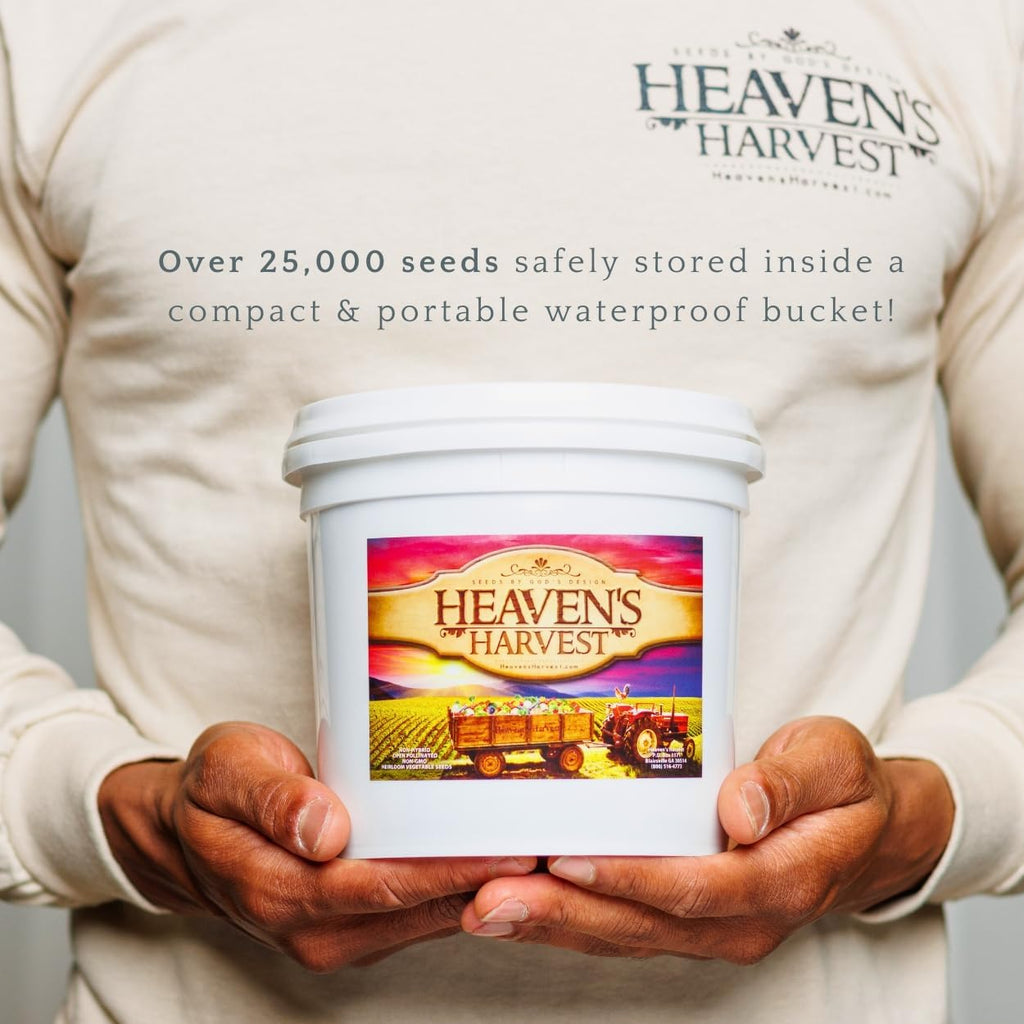 Heaven’s Harvest - 10 Year Survival Or Homestead Garden | 25k+ Heirloom Vegetable Seed Bank Kit | Includes Seed Vault