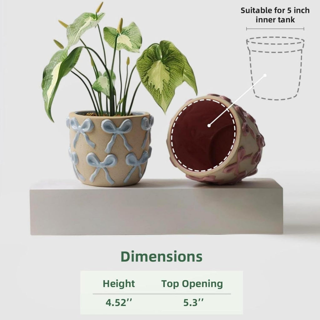 Ceramic Flower Pots for Indoor and Outdoor Plants, Succulent Orchid Round Clay and Terracotta Planter for Garden Home