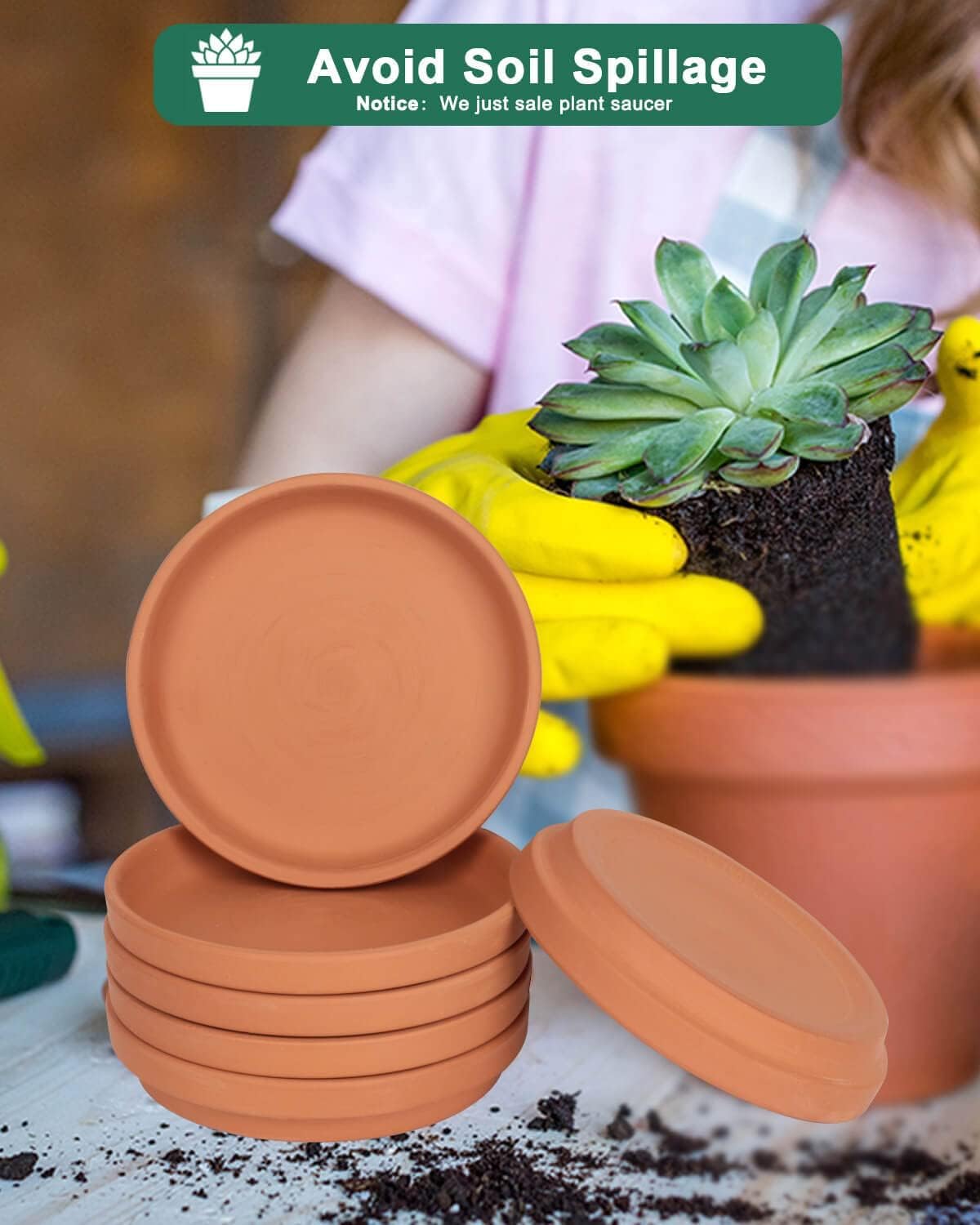 6 Inch Terracotta Plant Saucers, 6 Pack Small Clay Trays for Pots | 6 pack small terracotta planter saucers for 6 and