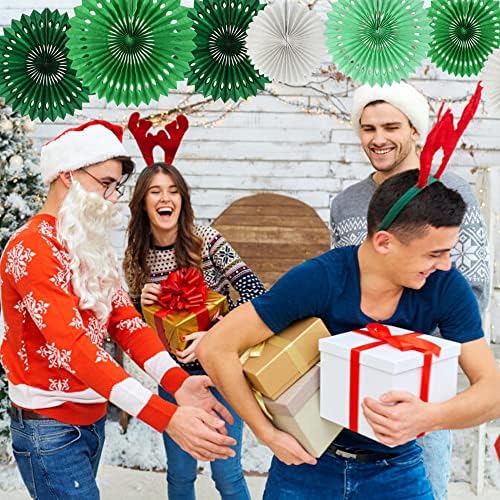 BEISHIDA Honeycomb Round Paper Fans Green White Hanging Party Decoration