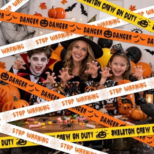 SWRT 3 Pack Halloween Decorations Caution Tape, 3 in x 30 Ft (Total 90 Ft)
