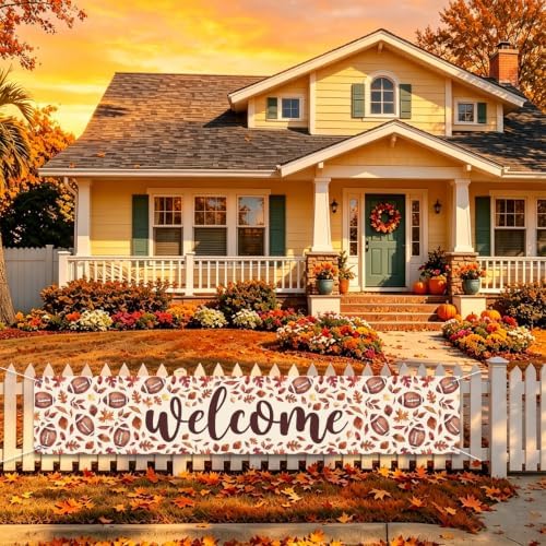 Welcome Fall Banner Fall Football Banner Yard Party Outdoor Decor