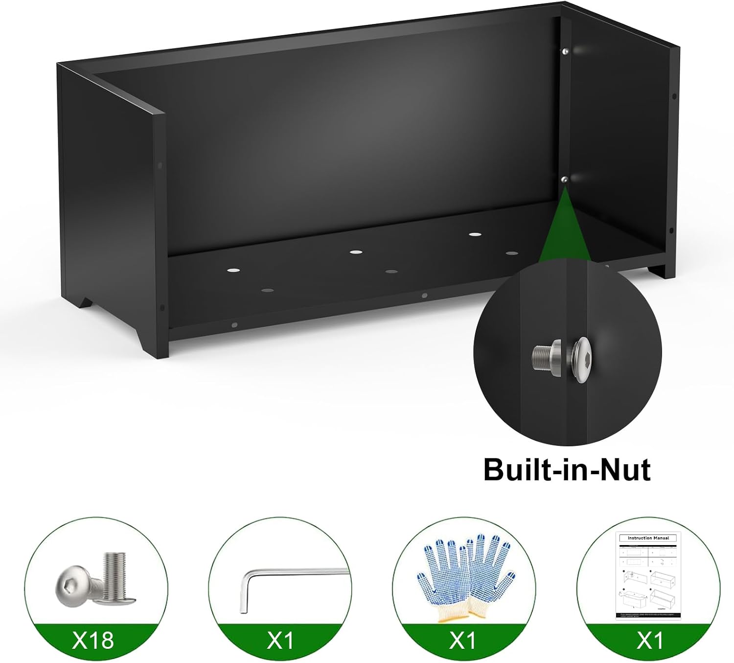 36" Black Long Box Planter with Legs, Large Rectangular Planter for Outdoor | Heavy-duty steel, rust-resistant, with
