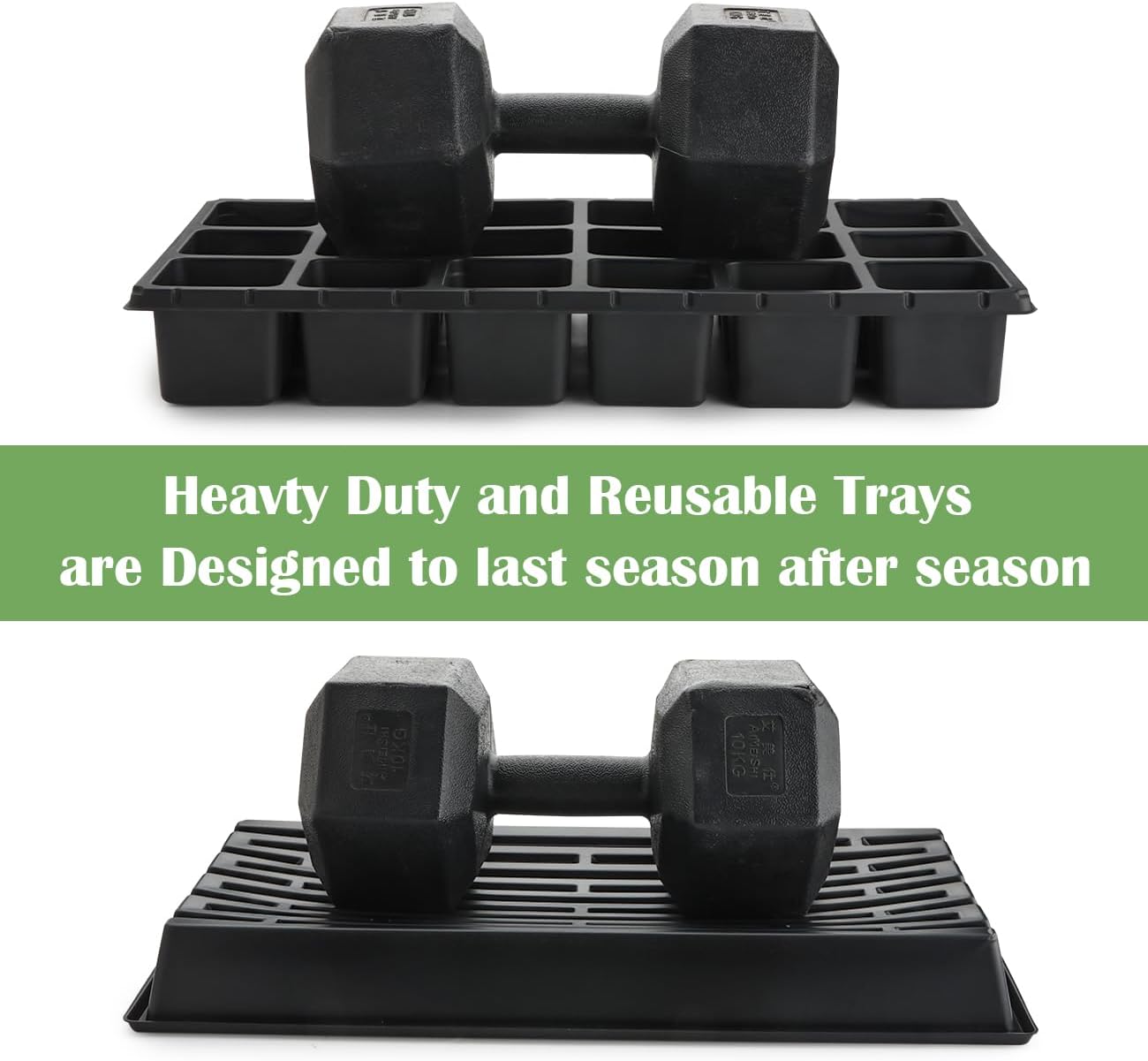 RooTrimmer 3 Inch Square Pots 2.9" Deep 18 Cell Seedling Trays with Water Collection Nursery 1020 Trays No Holes for