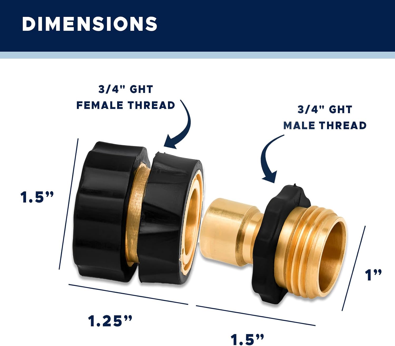 Brass Leak Resistant Garden Quick Connect & Disconnect Water Hose End Fittings, Female & Male Quick Release 3/4 Inch