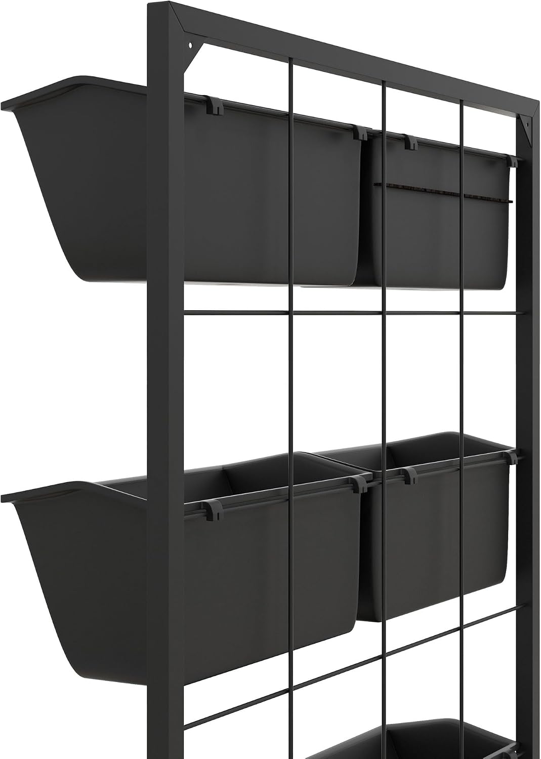 Outsunny 3-Tier Wall Planter w/ 6 Pots, Outdoor Hanging Planter, Black | Indoor Outdoor Use, Self-Draining