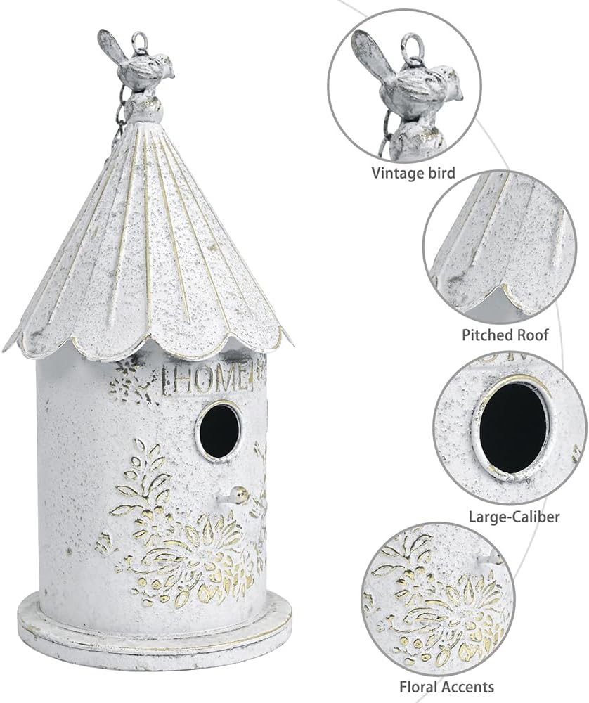 Metal Hanging Birdhouses for Outdoors Bird Houses for Outside Unique Bird Nest for Bluebird Wren Chickadee Sparrow Bird