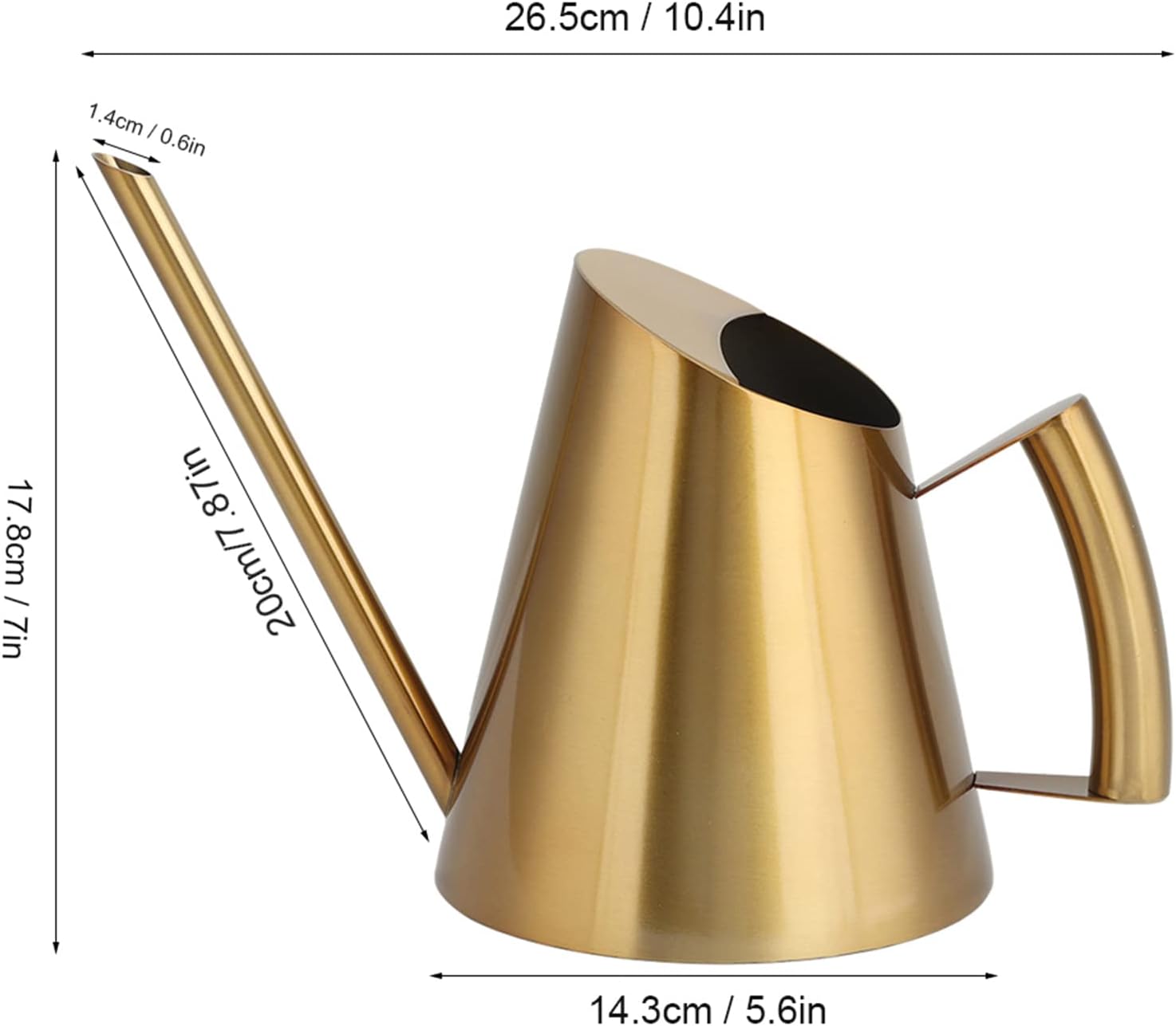 Gold Watering Can 1500ml Stainless Steel Cans Indoor Plants | Long Spout Water Can for Potted Plants, Hanging Plants