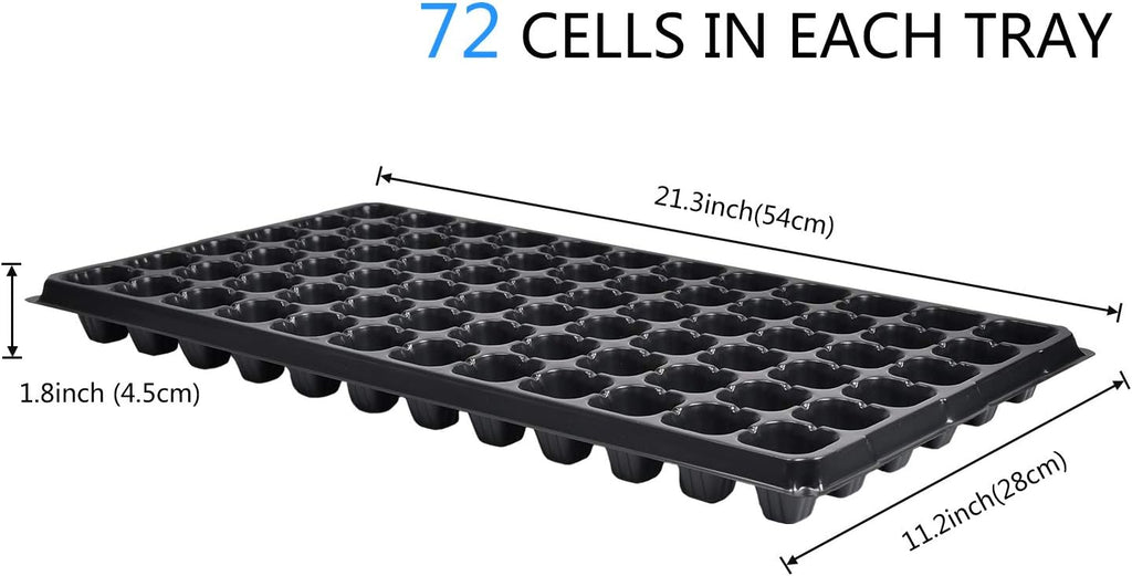 Seed Starter Kit 10 Pack-72 Cell Seedling Trays Gardening Germination | Plastic Nursery Pots Mini Plant Plug Starting