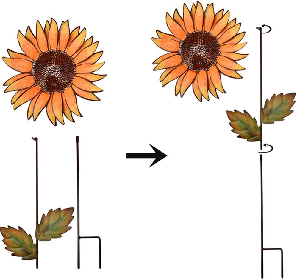 Sunflower Garden Stakes Decor Outdoor Spring Metal Flower Yard Signs Stake | Sunflowers Lawn Ornament Yard Art Garden