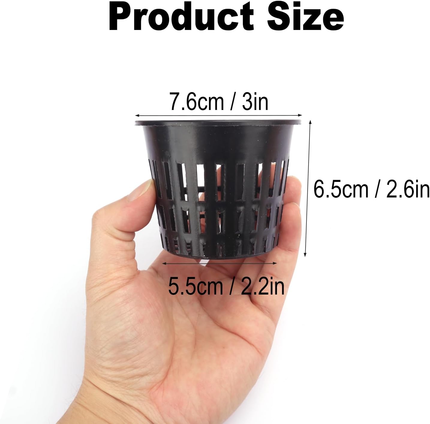 100 Pack 3 Inch Net Pots, Slotted Mesh Net Cups, Round Wide Lip Design Hydroponics Supplies Cups for Indoor or Outdoor