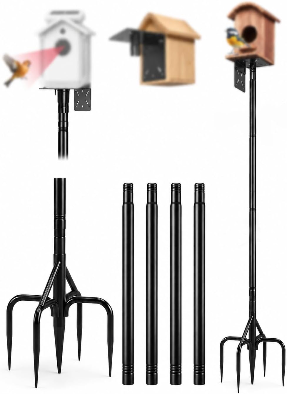 FEED GARDEN 108’’ Bird Feeder Pole Squirrel Proof 1 Pack, Shepherds Hook