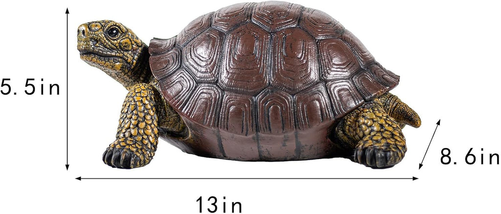 Garden Turtle Statue, Large Resin Tortoise Sculpture, 13L x 8.6W x 5.5H inches, Outdoor Yard Lawn Ornament,Home Decor