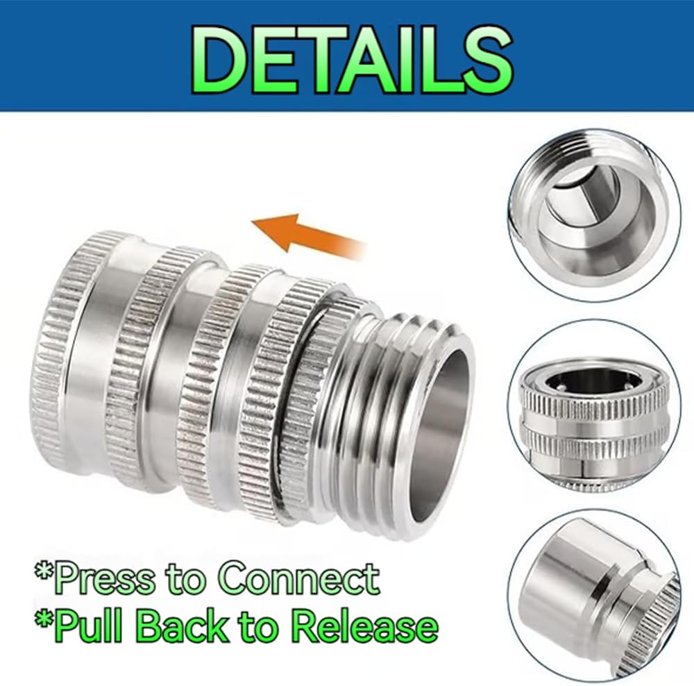 2027 New Water Hose Quick Connect [UNIVERSAL FIT] 5 Pack - Stainless Steel Garden Hose Quick Connector - Durable Garden