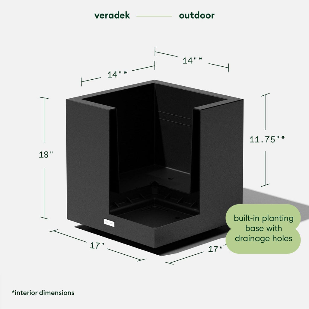 Veradek Block Series Cube Planter - Square Outdoor Planter | Made From Durable Plastic With Double-Walled Construction.