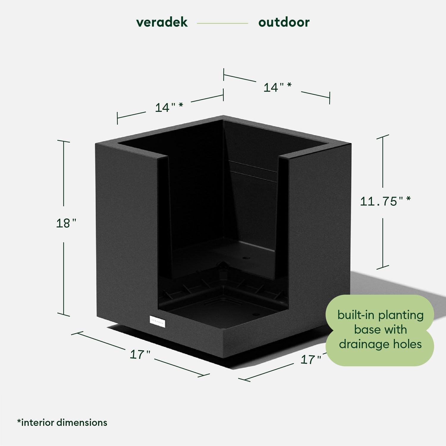 Veradek Block Series Cube Planter - Square Outdoor Planter | Made From Durable Plastic With Double-Walled Construction.