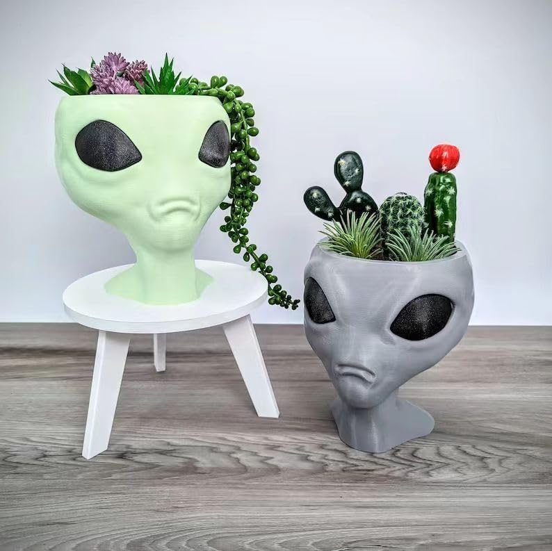 Alien Flower Pot Head Planter - Face Planter Pots Alien Head Planter Succulent Planter Ornament Fun Alien Planter for