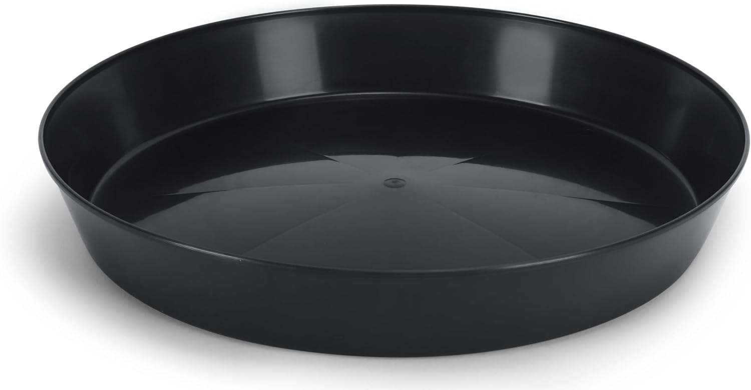 Saucers, 10 Inch, Black, 10 Pack | Polypropylene, Heavy Duty Indoor/Outdoor, Drip Pan & Tray, Collects Excess Water