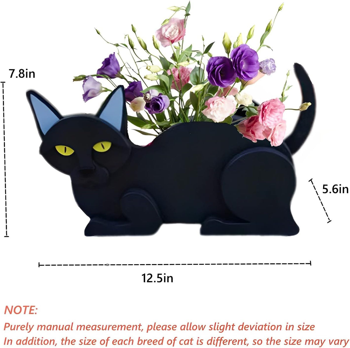 Black Cat Planter Pots, Animal Shaped Flower Pot | Cute Plant Gift for Women and Pet Lovers, Indoor Outdoor Garden Home