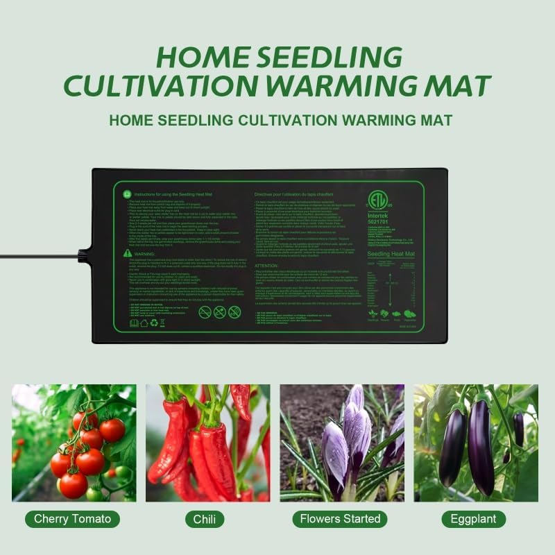 10"x20" Seedling Heat Mat for Seed Starting and Germination,2 Pack | Durable Waterproof Hydroponic Heating Pad with ETL