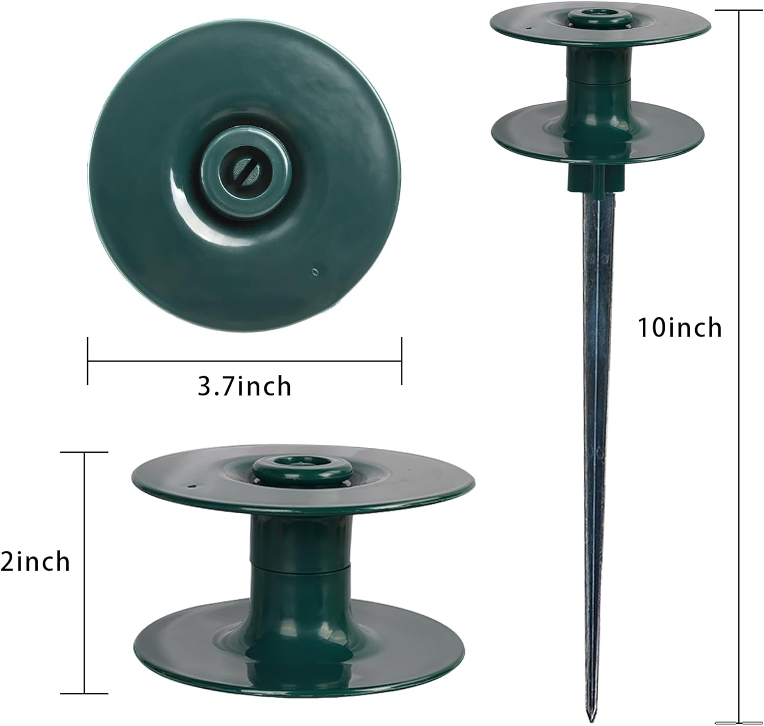 Hourleey 6 Pack Garden Hose Guide Spike, 10 Inch Rustproof Zinc Sturdy Metal Stake, Heavy Duty Spin Top, Keeps Garden