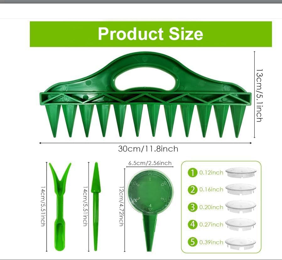 Seed Spreader & Planter Tool Kit - 5-Speed Handheld, 12-Hole Soil Punch Set