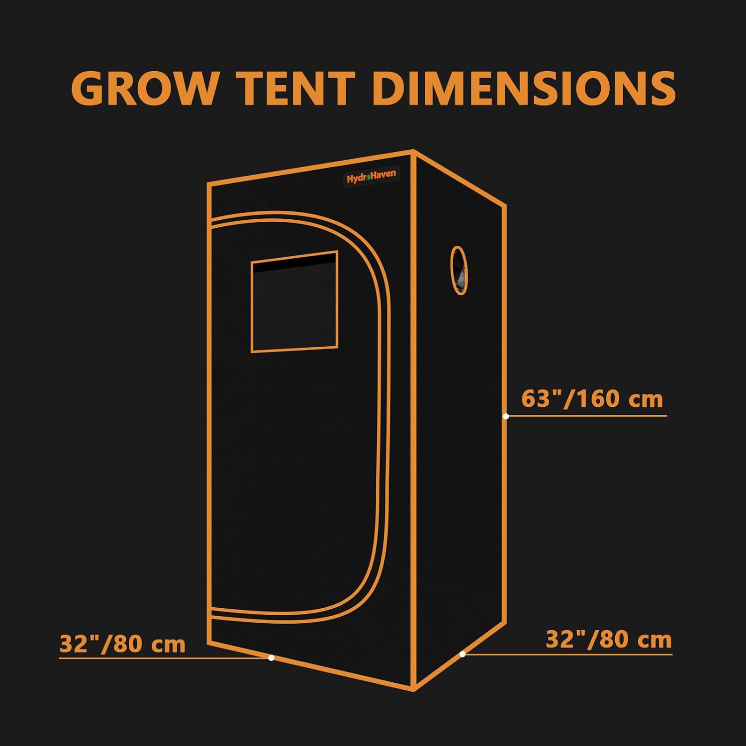 3x3 Grow Tent Kit (32"x32"x63") - Heavy-Duty 600D Diamond Mylar Lining, 98% Reflective, Viewing Window & Waterproof