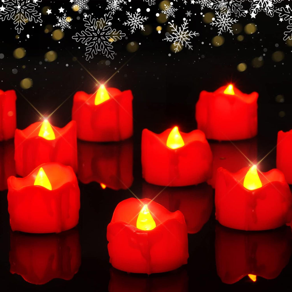 Homemory 24Pcs Halloween Red Dripping Flameless LED Candles,1.58"x 1.2"