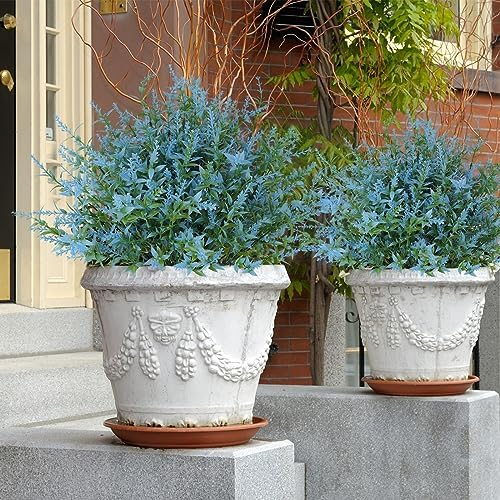 RECUTMS Spring Decoration,Artificial Blue Greenery,Outdoor Fake Flower 36Pc