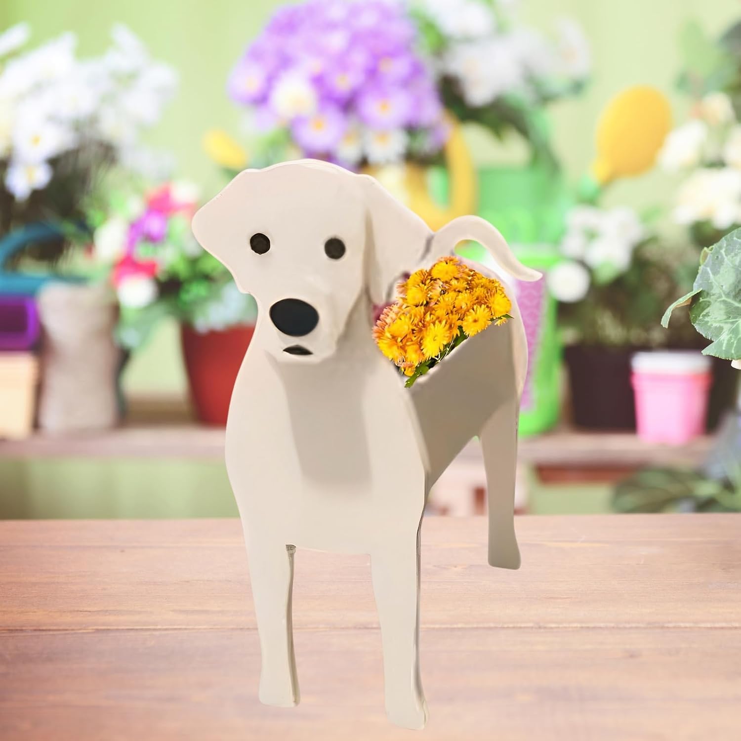 White Labrador Dog Planter Pots, Animal Shaped Flower Pot | Large Cute Plant Gift for Women and Pet Lovers, Indoor