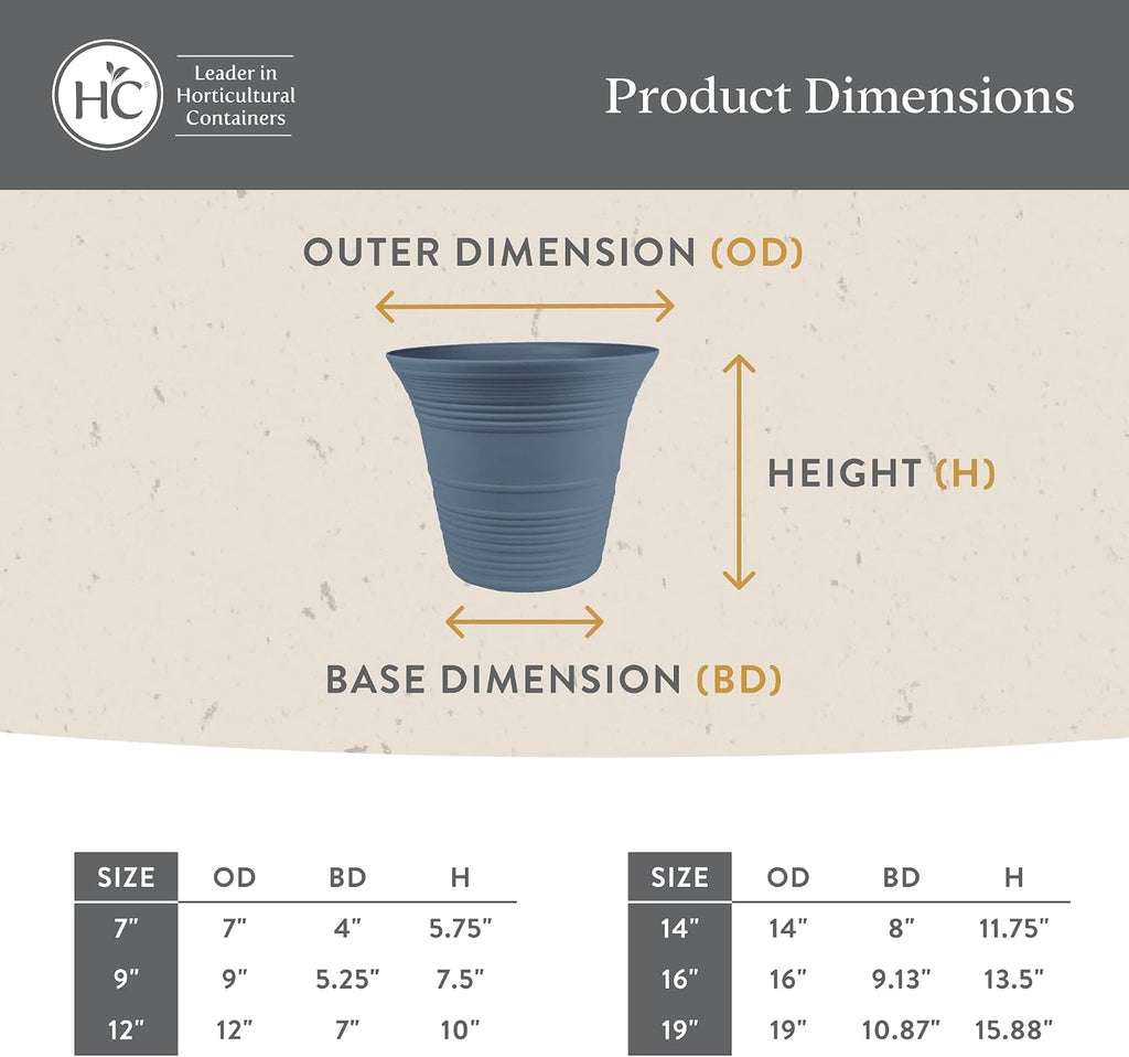 The HC Companies Sedona Round Self-Watering Pot - Lightweight Self Care Planter - Plastic Planter for Herbs & More