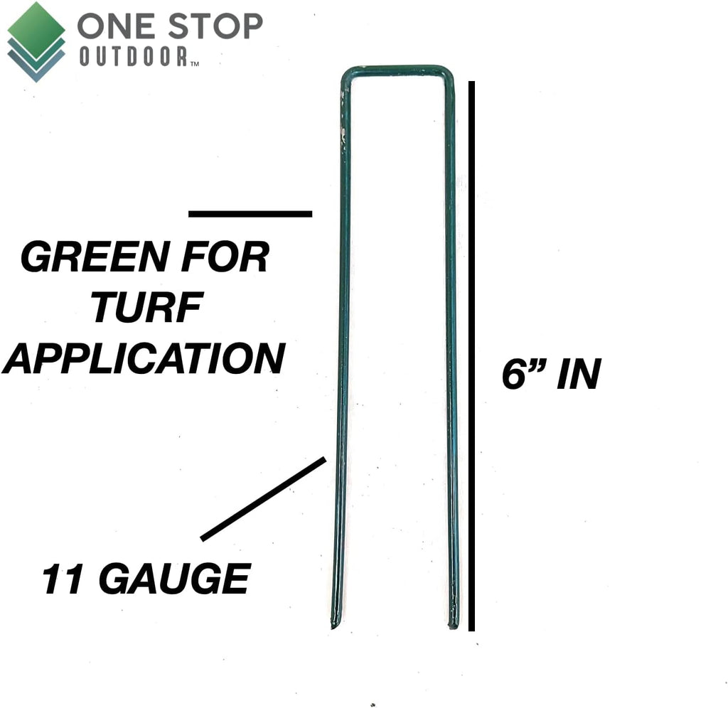100-Pack Green, 6 Inch Garden Stakes, Landscape Staples, U-Type Turf Stake for Artificial Grass, Rust Proof Sod Pin for