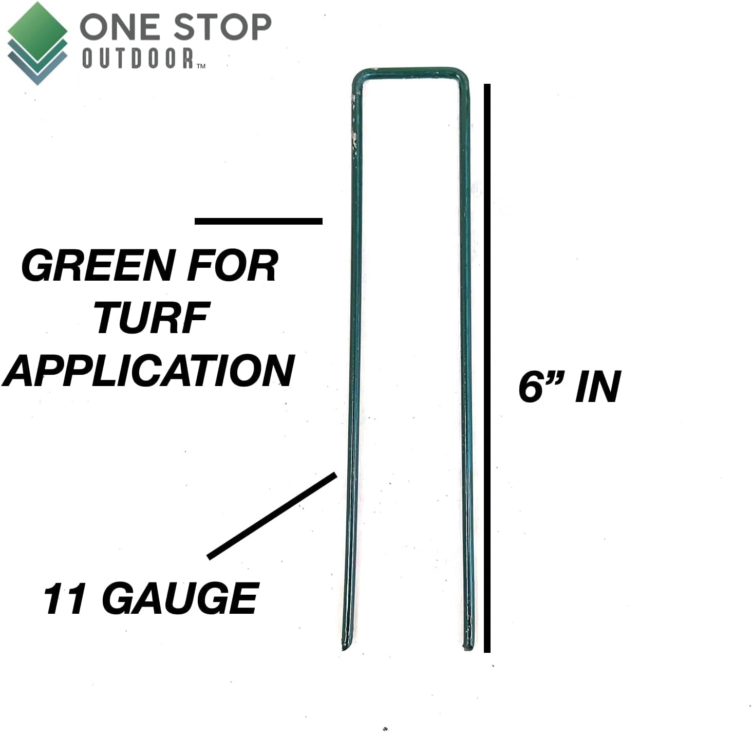 100-Pack Green, 6 Inch Garden Stakes, Landscape Staples, U-Type Turf Stake for Artificial Grass, Rust Proof Sod Pin for