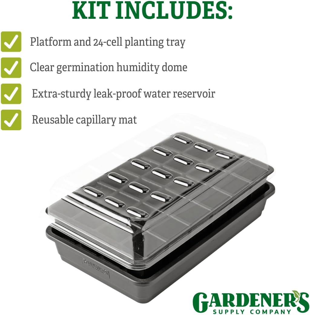 Gardener's Supply Company GrowEase Self Watering Seed Starting Kit | 24- Cell, Holds 3 Quarts of Soil | Capillary Mat