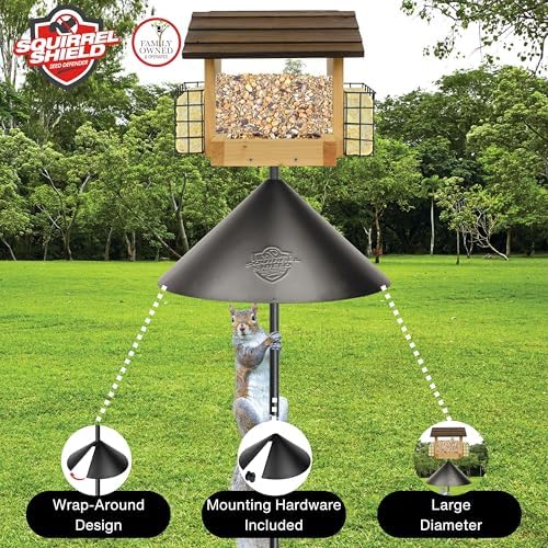 Nature's Way Squirrel Shield 18 inch Metal Wrap Around Baffle for Outdoor Wild Bird Seed Feeder, Squirrel Proof, Black