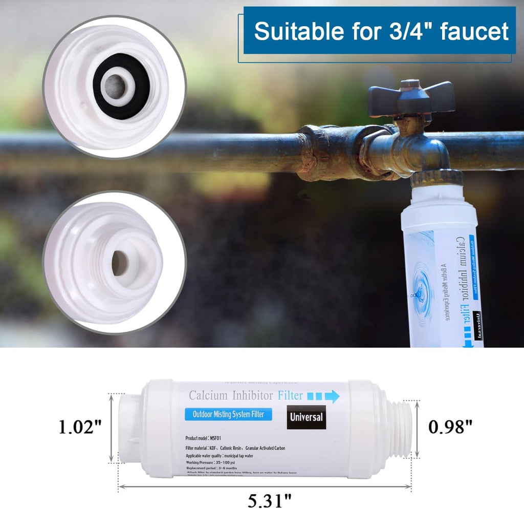 Drip Irrigation Kits Auto Garden Irrigation System Calcium Inhibitor Filter | Includes 66FT 5/16 inch Irrigation Tubing