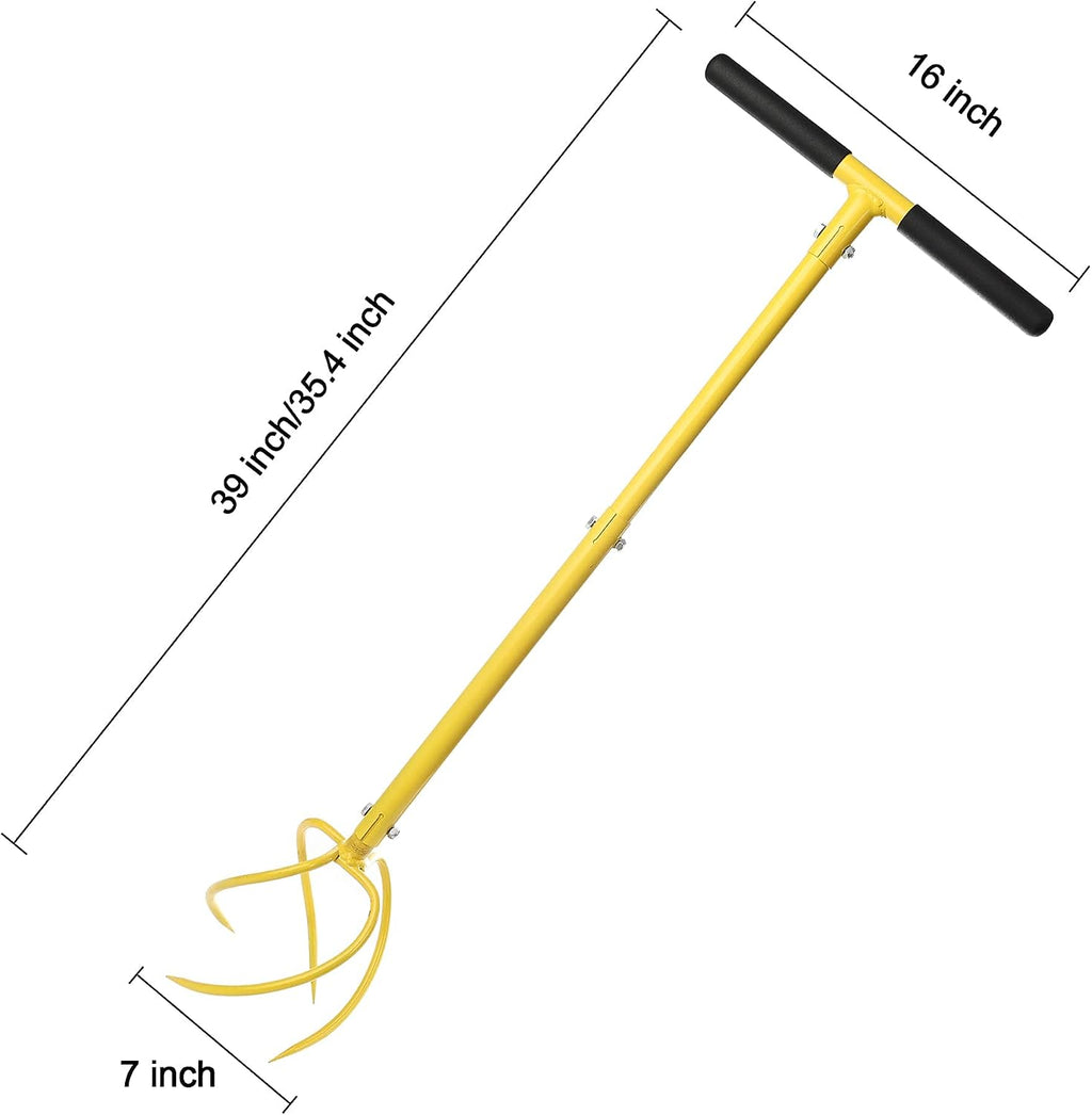 BARAYSTUS Hand Tiller, Twist Garden Claw Cultivator for Soil loosening | 4-prong steel twist claw,long T-handle, manual