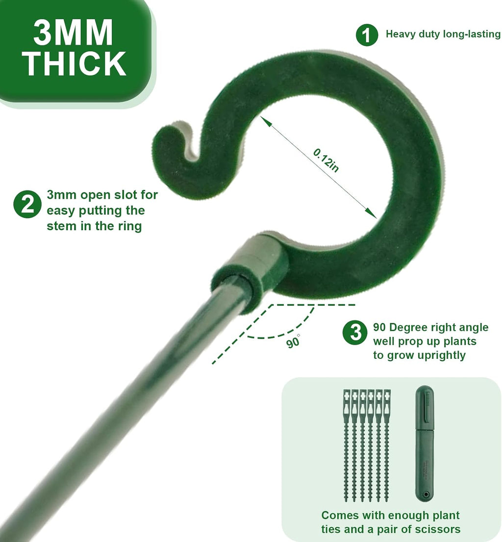 5Pack Plant Support Structures, 11'' Twig Plant Sticks with Orchid Clips Mini Scissors & Twist Ties, Flower Stakes for
