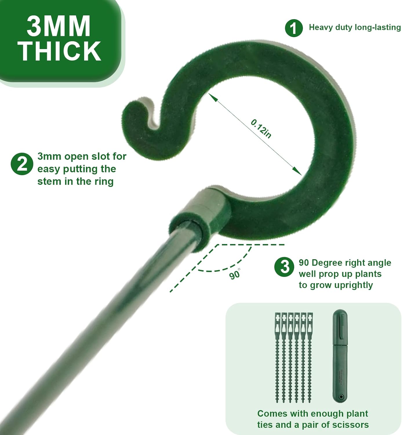 5Pack Plant Support Structures, 11'' Twig Plant Sticks with Orchid Clips Mini Scissors & Twist Ties, Flower Stakes for