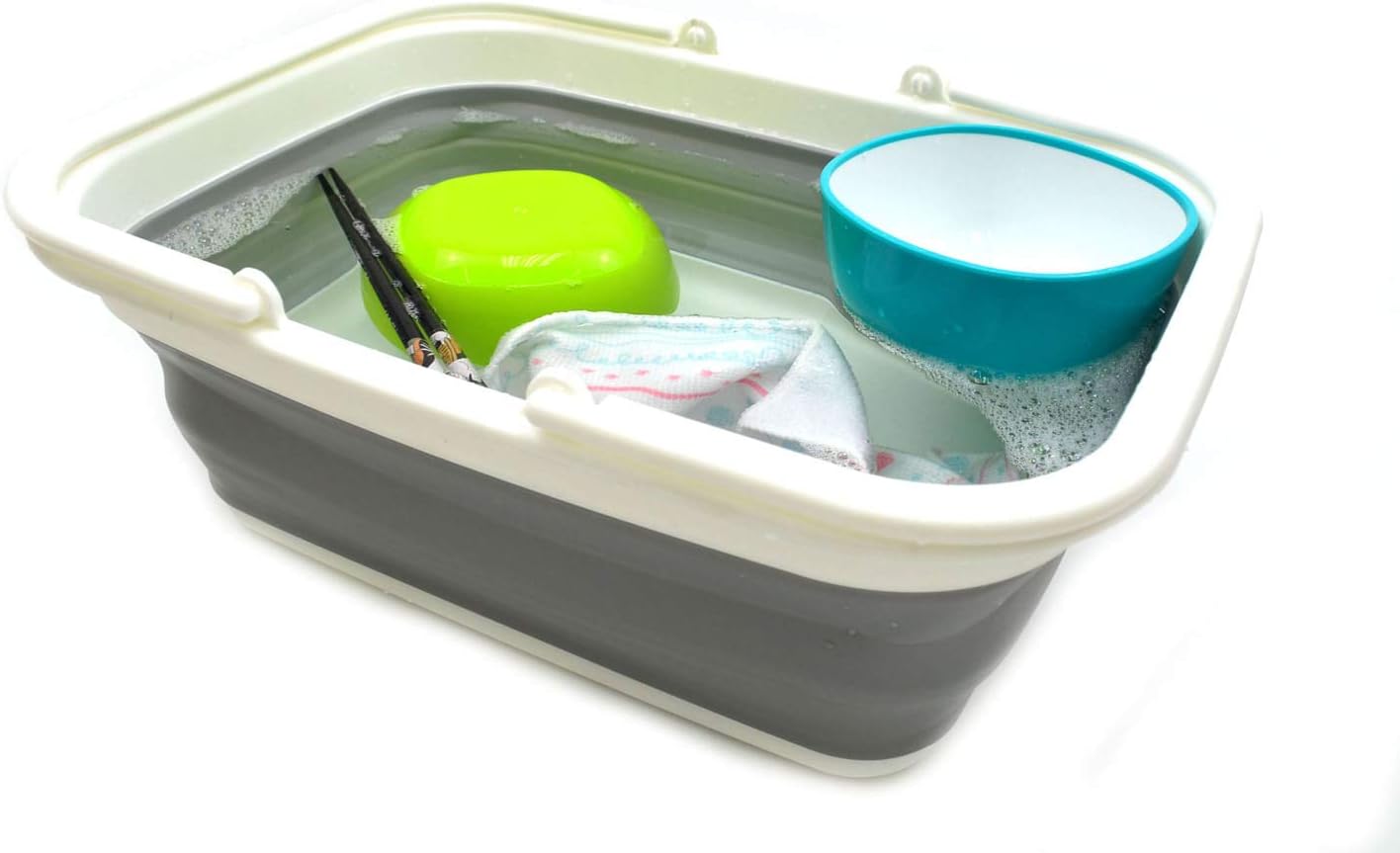 SAMMART SAMMART 9.2L (2.37Gallon) Collapsible Tub with Handle - Portable Outdoor Picnic Basket/Crater - Foldable