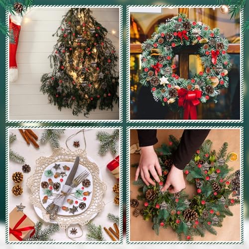Riceshoot 540 Pcs Christmas Picks and Sprays Pine Cone Berries Set
