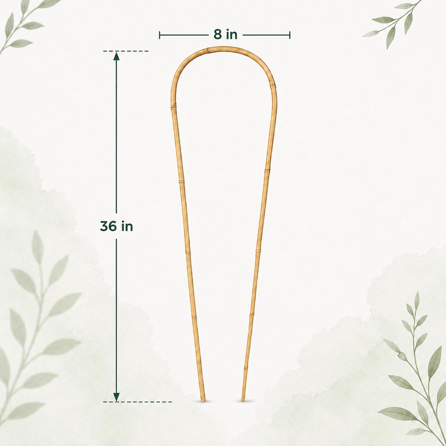 36in Natural Bamboo U-Hoop Trellis for Climbing Plants, 3 PCS | U-Shaped Plant Support Hoop for Potted Plants, Vines