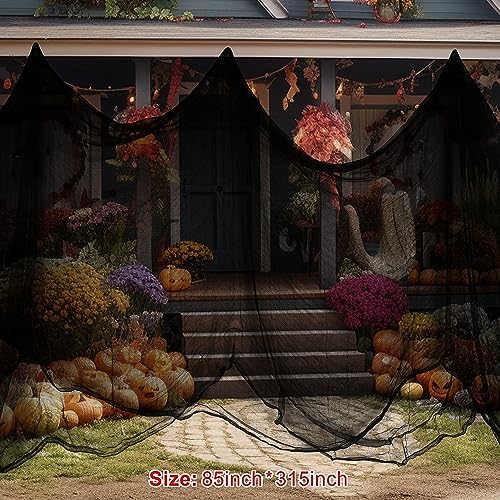 315 x 85 Halloween Black Creepy Cloth,Spooky Fabric Cloth Halloween Decorations Outdoor,Scary Creepy Gauze Black Cloths Party Decor Props for Witch Room,Haunted House,Garden