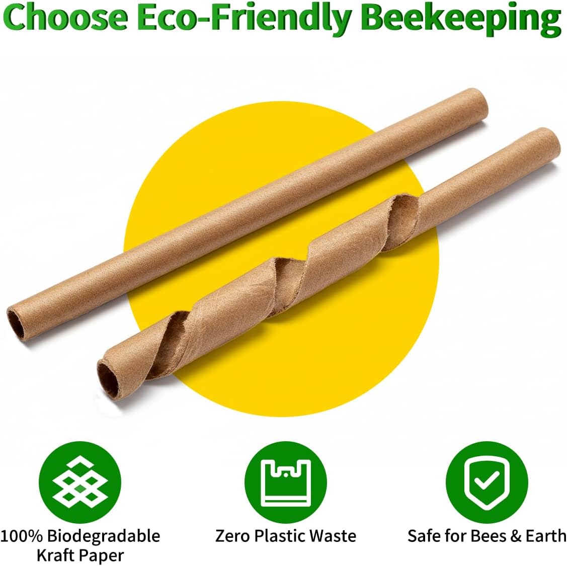 Mason Bee Tubes 300 Pack - Kraft Paper Bee Nesting Tubes for Mason Bees, 5/16" x 6" Size, Ideal for Filling Mason Bee