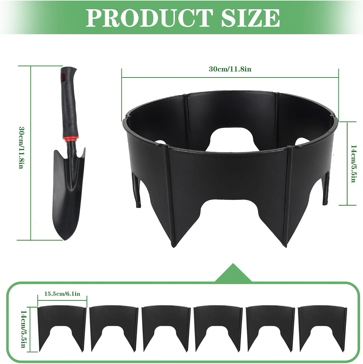 48PCS Planting Grow Rings with Shovel, Diameter Range 8.3-15.7in Adjustable Round Plant Support Garden Circle Ring for