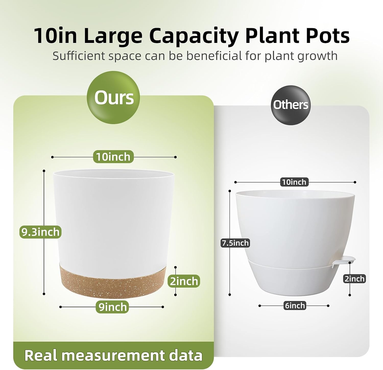 QCQHDU 10 inch Plant Pot, 2 Pack Planters for Indoor Plants with Drainage Holes & Saucer, Outdoor Flower Pots Home