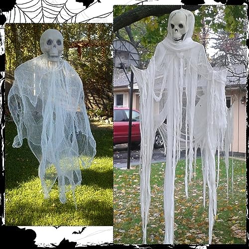 410 x 80 in Halloween Creepy Cloth for Yard and Outdoor Decorations,White