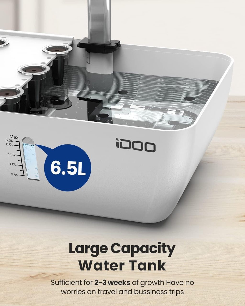 iDOO 12 Pods Hydroponics Growing System with 6.5L Water Tank, Hydro Indoor Herb Garden Up to 14.5", Plant Germination