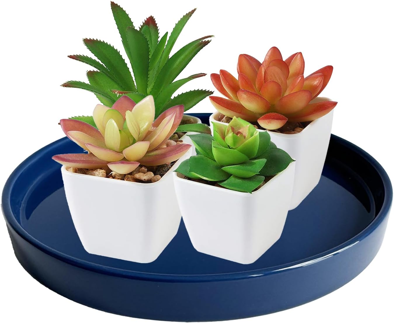 Yukfona Ceramic Plant Saucer Tray 1 Pcs 10 Inch Blue, 10.83" OD x10.24 ID x1.1 Deep| Fits Flower pots Bottom≤ 10.24"