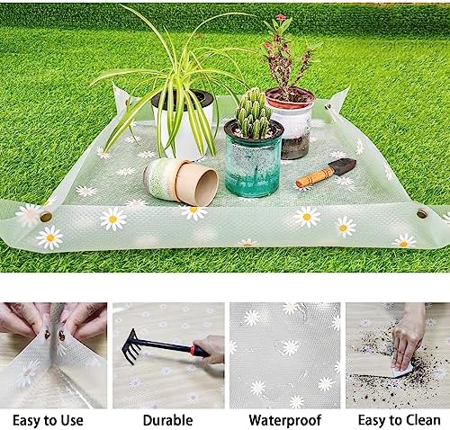 Repotting Mat for Indoor Plants Waterproof Clear Potting Mat Foldable Gardening Plants Potting Repotting Tray to Control Potting Soil Indoor Plant Garden Accessories Gifts for Plant Lovers 23.6"